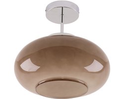 Olucia - ELBA - Plafondlamp - Taupe / Chroom - Vorm: Rond
