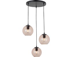 Olucia - GIADA - Hanglamp - Roze / Zwart - 3L - Vorm: Rond