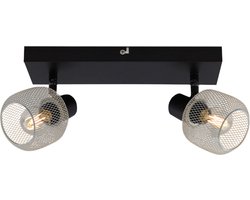 Olucia - Grijze plafondspot Emado, metaal, industrieel, 2L - Vorm: Rechthoek