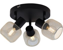 Olucia - Grijze plafondspot Emado, metaal, industrieel, 3L - Vorm: Rond