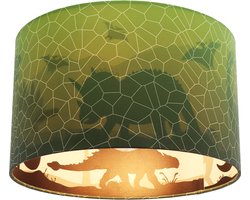 Olucia - Groene plafondlamp Dino, binnenzijde doorschijnend - Geschikt voor Kinderkamer/Tienerkamer/Babykamer - Vorm: Cilinder