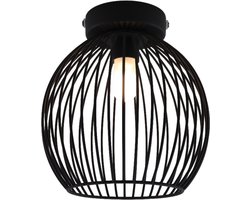 Olucia - Industriële badkamer plafondlamp zwart, Wiro, IP44 - Geschikt voor Badkamer - Vorm: Bol