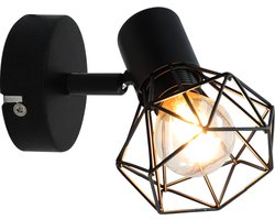 Olucia - Industriële wandspot zwart, Jaylano - Vorm: Overig