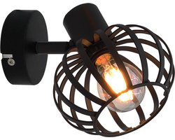 Olucia - Industriële wandspot zwart, Lieve - Vorm: Rond