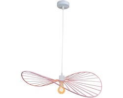 Olucia - JOLINDA - Hanglamp - Roze / Wit - Vorm: Ovaal