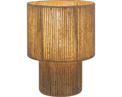 Olucia - Landelijke tafellamp bruin, Sanny, met schakelaar - Vorm: Rond