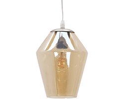 Olucia - LAZARO - Hanglamp - Chroom / Amber - 3L - Geschikt voor Woonkamer/Slaapkamer/Kantoor/Horeca/Eettafel - Vorm: Rond