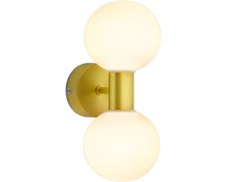 Olucia - Moderne badkamer wandlamp goud, Amer, IP44 - Geschikt voor Badkamer - Vorm: Rond