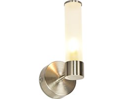 Olucia - Moderne badkamer wandlamp nikkel, Callum, IP44 - Geschikt voor Badkamer - Vorm: Rechthoek
