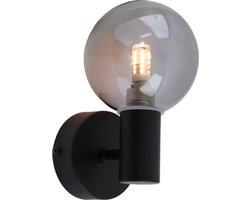 Olucia - Moderne badkamer wandlamp zwart, Amer, IP44 - Geschikt voor Badkamer - Vorm: Rond