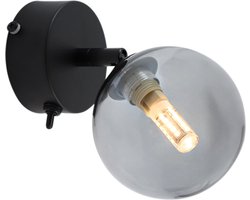 Olucia - Moderne badkamer wandlamp zwart, Amer, IP44 - Geschikt voor Badkamer - Vorm: Rond