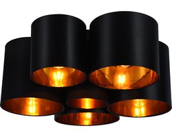 Olucia - Moderne plafondlamp zwart, Franck - Vorm: Rond