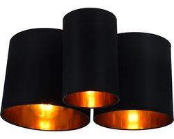 Olucia - Moderne plafondlamp zwart, Franck - Vorm: Rond
