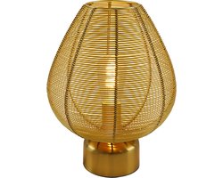 Olucia - Moderne tafellamp messing, Lesly, met schakelaar - Vorm: Ovaal