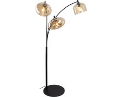 Olucia - Moderne vloerlamp amber, Caia, met schakelaar - Vorm: Rechthoek