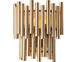 Olucia - Moderne wandlamp messing, Joelle, met schakelaar - Vorm: Rechthoek