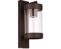 Olucia - MUSA - Buitenmuurlamp met schemersensor - Roestkleurig / Transparant - Vorm: Rechthoek