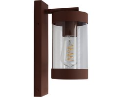 Olucia - MUSA - Buitenmuurlamp - Roestkleurig / Transparant - Vorm: Rechthoek