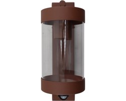 Olucia - MUSA - Buitenwandlamp met bewegingssensor - Roestkleurig / Transparant - Vorm: Rechthoek