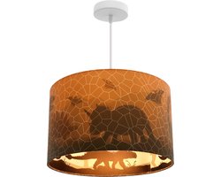 Olucia - Oranje hanglamp Dino, binnenzijde doorschijnend - Geschikt voor Tienerkamer/Kinderkamer/Babykamer - Vorm: Cilinder