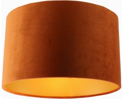 Olucia - Oranje met gouden plafondlamp Krista, 30cm - Geschikt voor Slaapkamer/Woonkamer/Hal/Kantoor - Vorm: Rond