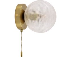 Olucia - Retro wandlamp transparant, Johnson, met trekschakelaar - Vorm: Rond