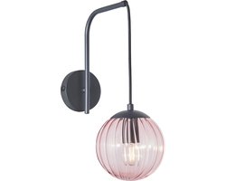 Olucia - RIFKA - Wandlamp - Roze / Zwart - Vorm: Rond