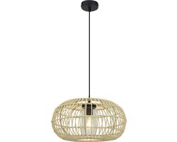Olucia - Rotan badkamer hanglamp bruin, Emilio, IP44 - Geschikt voor Badkamer - Vorm: Rond