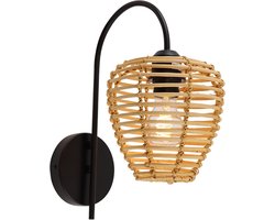 Olucia - Rotan wandlamp bruin, Irene, met schakelaar - Vorm: Peer