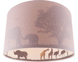 Olucia - Roze dieren kinderkamer plafondlamp Safari, Binnenzijde doorschijnend - Geschikt voor Tienerkamer/Kinderkamer/Babykamer - Vorm: Cilinder