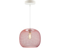 Olucia - Roze hanglamp Emado, metaal, industrieel - Geschikt voor Kinderkamer - Vorm: Rond