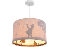Olucia - Roze meisjes hanglamp Vlinders, kinderkamer - Geschikt voor Babykamer/Kinderkamer/Tienerkamer - Vorm: Cilinder