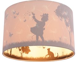 Olucia - Roze meisjes kinderkamer plafondlamp Vlinders - Geschikt voor Tienerkamer/Babykamer/Kinderkamer - Vorm: Cilinder