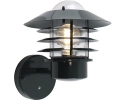 Olucia - Rvs buiten wandlamp met schemersensor groen, Felice, IP44 - Vorm: Rond