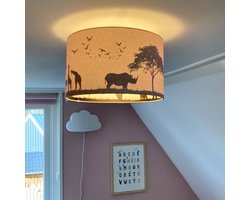 Olucia - SAFARI - Kinder Slaapkamer Plafondlamp - Roze - Geschikt voor Kinderkamer/Tienerkamer/Babykamer - Vorm: Cilinder