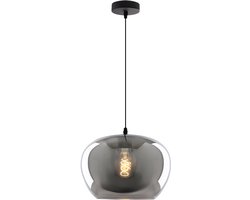 Olucia - VIDRO - Hanglamp - Grijs / Zwart - Geschikt voor Woonkamer - Vorm: Ovaal