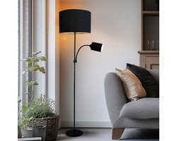 Olucia - ZEV - Vloerlamp - Zwart - Vorm: Rond
