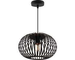 Olucia - Zwarte hanglamp Lieve, Rond, klein - Geschikt voor Woonkamer/Hal/Slaapkamer - Vorm: Rond