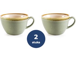Olympia Kiln Cappuccino Kop - Mosgroen - 34cl (Set van 2 stuks)