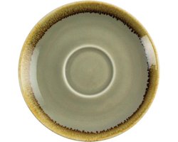 Olympia Kiln cappuccinoschotels mosgroen 14cm - Schotels voor koffiekopjes 23cl