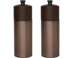 Olympia koperen en houten zout- en pepermolenset 15cm