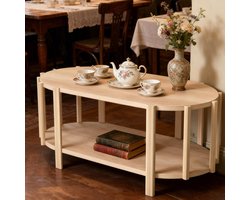 Omabeta Woonserie Ovale Koffietafel met Opbergruimte – Moderne Stijl – Houtkleur – 1 stuks