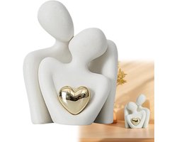 Omarmend Paar Standbeeld van Keramiek - Abstracte Sculptuur voor Interieurdecoratie, Romantische Cadeaus voor Valentijnsdag en Verjaardag, Uniek Ornament voor Thuis