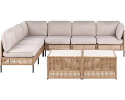 OMEGANA - Loungeset 6-zits hoekbank - Lichtbeige - PE rotan