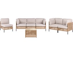 OMEGANA - Loungeset 6-zits - Lichtbeige - PE rotan