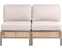 OMEGANA - Tweezitsbank zonder armleuningen - Lichtbeige - PE rotan
