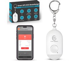 O.M.G Smart GPS Persoonlijk Alarm - SOS Noodknop - 130dB Zelfverdedigingsalarm - Senioren en Vrouwen Veiligheid - LED Verlichting - Bluetooth - Wit