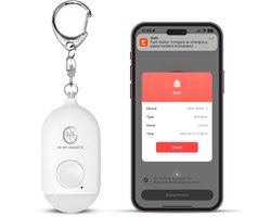 O.M.G Smart GPS Persoonlijk Alarm – SOS Noodknop – 130dB Zelfverdedigingsalarm – Senioren & Vrouwen Veiligheid – LED Verlichting – Bluetooth – Wit