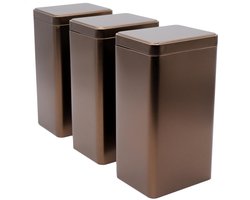 Omgoods - 3 Stuks Vierkante Koffie- en Theekanisters - Stapelbare Metalen Bewaarblikken
