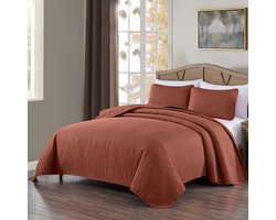 Omgoods - Austin Queen Bedsprei Set - Terracotta 3-delig